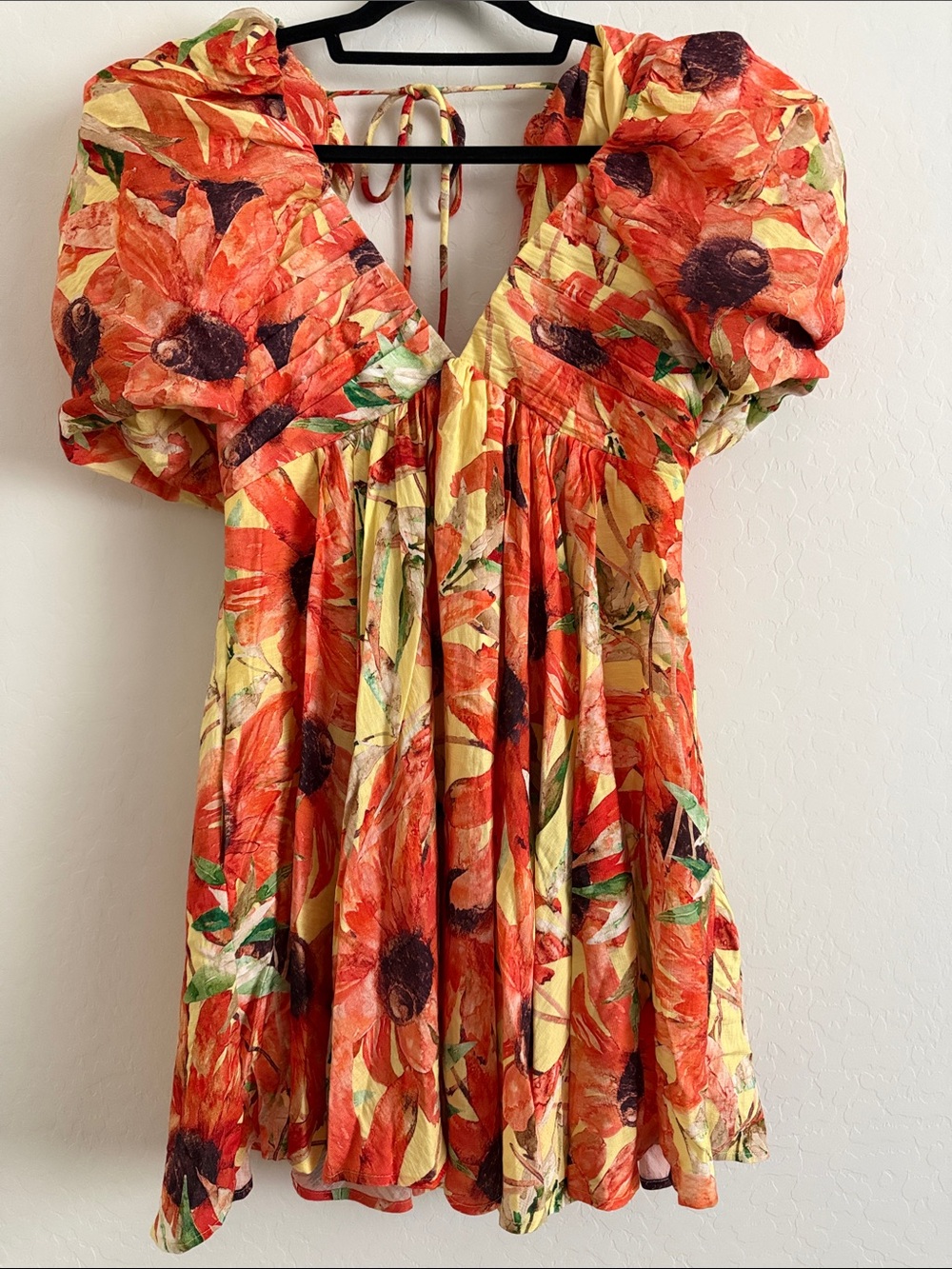 Fashion Nova Gardenia Puff Sleeve Mini Dress in Orange/combo Sz S - Picture 5 of 10